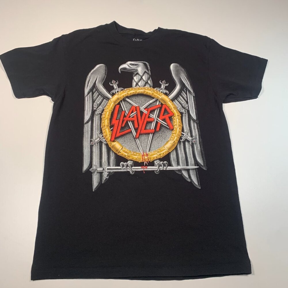 Slayer Band T Shirt Medium Black Graphic Metal Rock Tee Eagle Logo Licensed - Picture 2 of 8